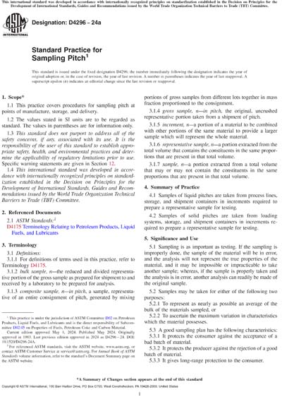 ASTM D4296-24a - Standard Practice for Sampling Pitch
