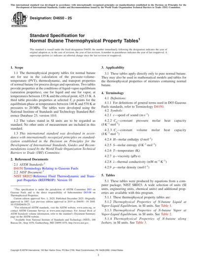 ASTM D4650-25 - Standard Specification for Normal Butane Thermophysical ...