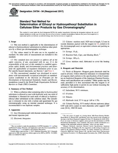 ASTM D4794-94(2017) - Standard Test Method for Determination of Ethoxyl ...