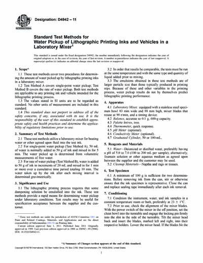 ASTM D4942-89(2006) - Standard Test Methods for Water Pickup of ...