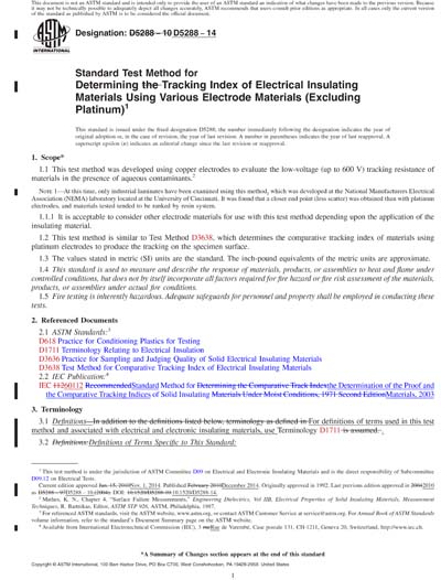 ASTM D5288-14 Red - Standard Test Method for Determining Tracking Index ...