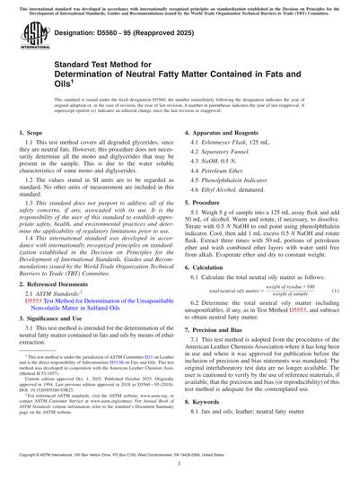 ASTM D5560-95(2025) - Standard Test Method for Determination of Neutral ...