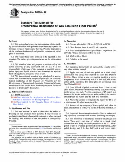 ASTM D5678-17 - Standard Test Method for Freeze/Thaw Resistance of Wax ...