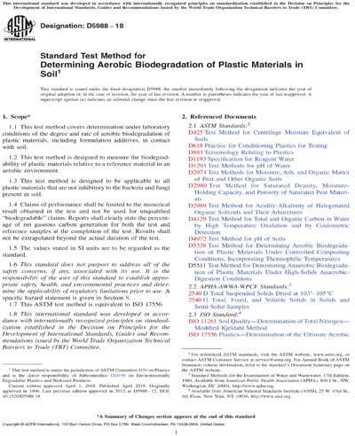 Astm D Standard Test Method For Determining Aerobic Biodegradation Of Plastic Materials
