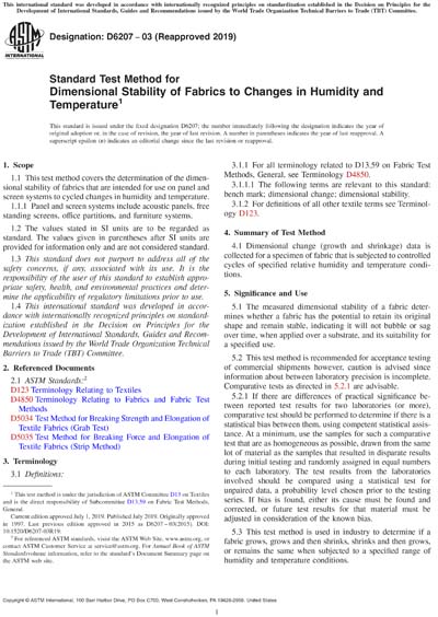 ASTM D6207-03(2019) - Standard Test Method for Dimensional Stability of ...