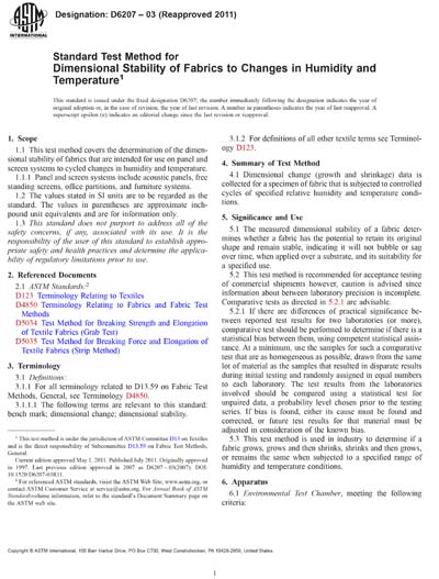 ASTM D6207-03 - Standard Test Method for Dimensional Stability of ...