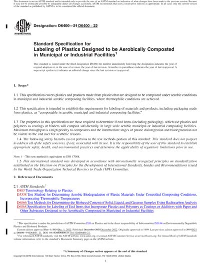ASTM D6400-22 Red - Standard Specification for Labeling of Plastics ...