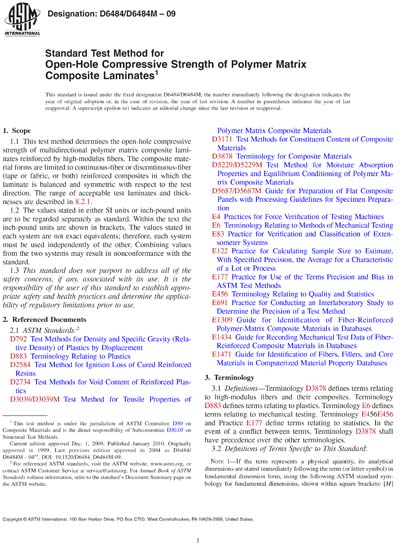 ASTM D6484/D6484M-09 - Standard Test Method for Open-Hole Compressive ...