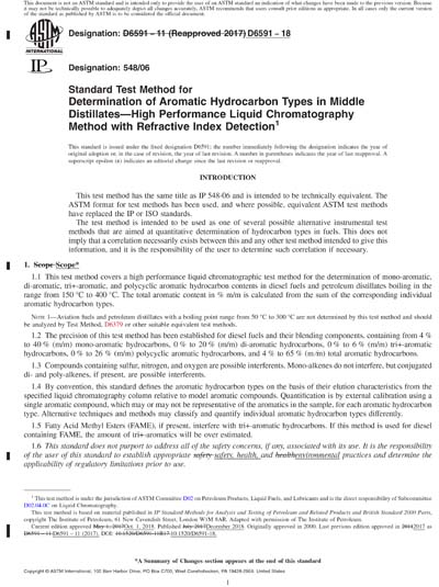 ASTM D6591-18 Red - Standard Test Method for Determination of Aromatic ...