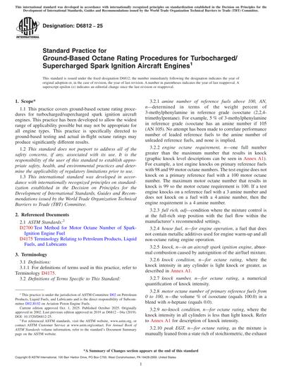 ASTM D6812-25 - Standard Practice for Ground-Based Octane Rating ...