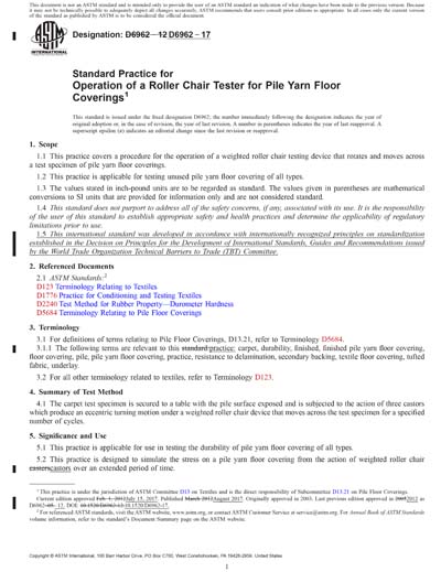 ASTM D6962-17 Red - Standard Practice for Operation of a Roller Chair ...
