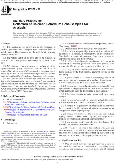 ASTM D6970-24 - Standard Practice for Collection of Calcined Petroleum ...