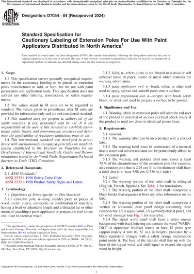 ASTM D7054-04(2024) - Standard Specification for Cautionary Labeling of ...