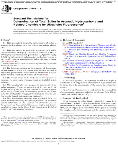 ASTM D7183-18 - Standard Test Method for Determination of Total Sulfur ...