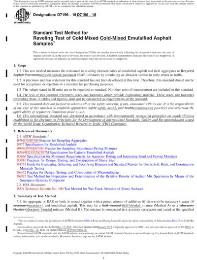 ASTM D7196-18 Red - Standard Test Method for Raveling Test of Cold ...