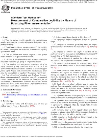 ASTM D7298-06(2024) - Standard Test Method for Measurement of ...