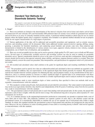 ASTM D7400-14 Red - Standard Test Methods for Downhole Seismic Testing ...