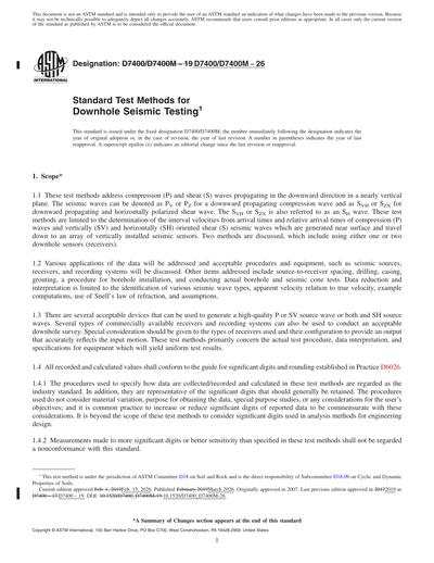 ASTM D7400/D7400M-26 Red - Standard Test Methods for Downhole Seismic ...