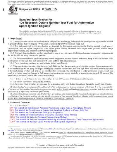 ASTM D8076 17a Red Standard Specification For 100 Research Octane 