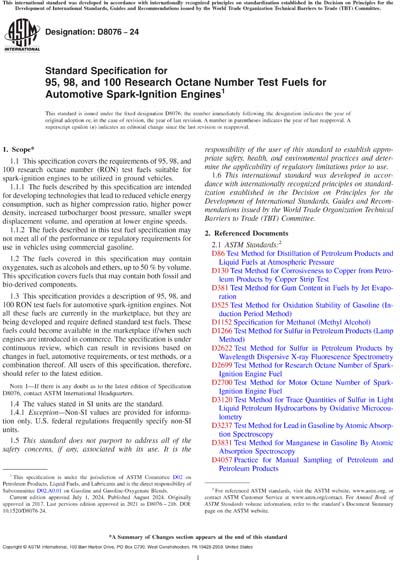 8076 Number ASTM D8076-24 - Standard Specification for 95, 98, and 100 Research ...