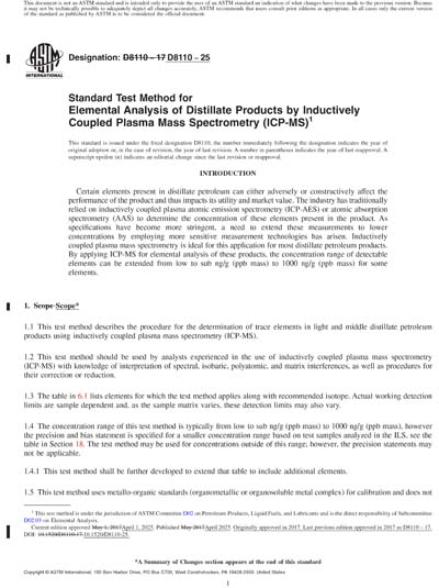 ASTM D8110-25 Red - Standard Test Method for Elemental Analysis of ...