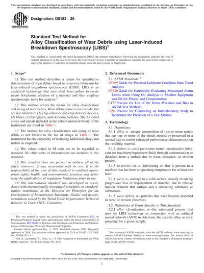 ASTM D8182-25 - Standard Test Method for Alloy Classification of Wear ...