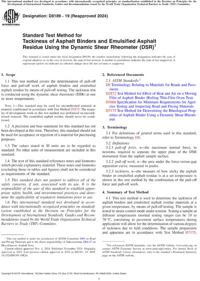 ASTM D8189-19(2024) - Standard Test Method for Tackiness of Asphalt ...