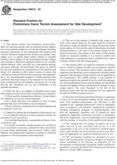 ASTM D8512-23 - Standard Practice for Preliminary Karst Terrain ...