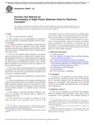ASTM D8647-25 - Standard Test Methods for Flammability of Rigid Plastic ...