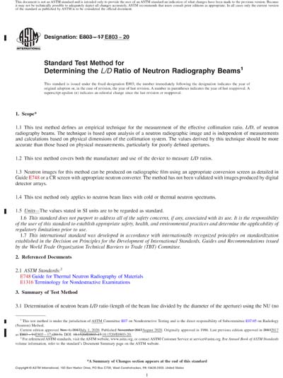 ASTM E803-20 Red - Standard Test Method for Determining the L/D Ratio ...
