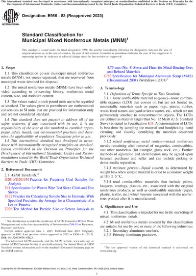 ASTM E956-83(2023) - Standard Classification for Municipal Mixed ...