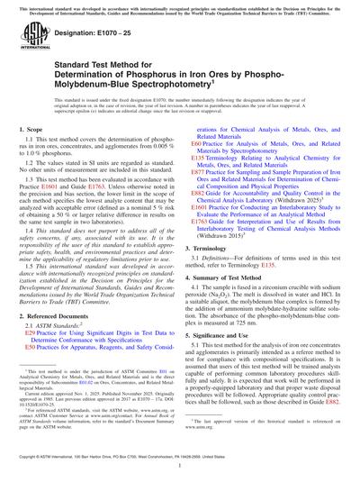 ASTM E1070-25 - Standard Test Method for Determination of Phosphorus in ...