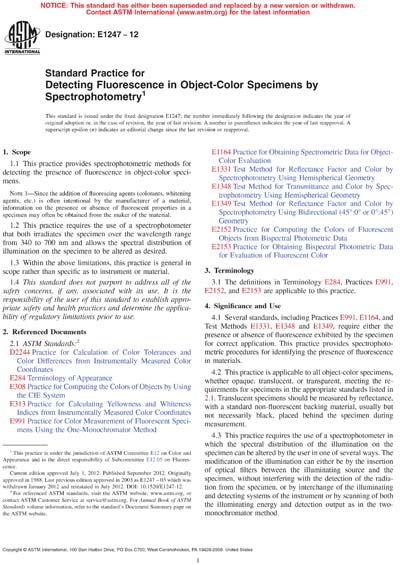 ASTM E1247-12 - Standard Practice for Detecting Fluorescence in Object ...