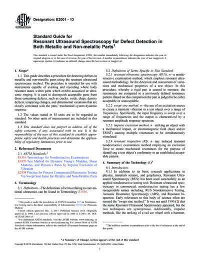 ASTM E2001-13 - Standard Guide for Resonant Ultrasound Spectroscopy for ...