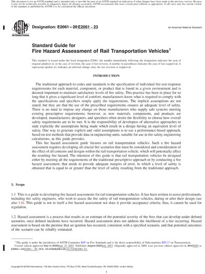 ASTM E2061-23 Red - Standard Guide for Fire Hazard Assessment of Rail ...