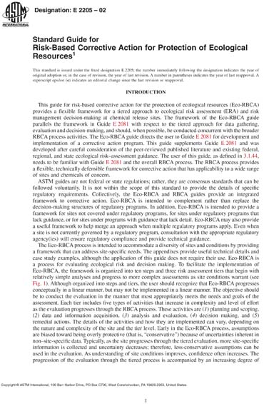 ASTM E2205-02 - Standard Guide for Risk-Based Corrective Action for ...