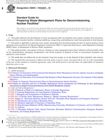 ASTM E2421-15 Red - Standard Guide for Preparing Waste Management Plans ...