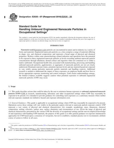 ASTM E2535-25 Red - Standard Guide for Handling Unbound Engineered ...