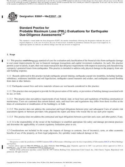 ASTM E2557-24 Red - Standard Practice for Probable Maximum Loss (PML ...