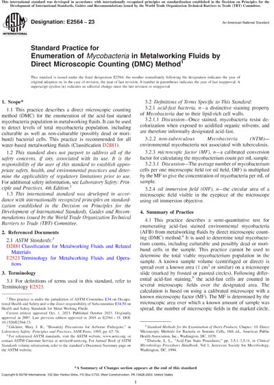 ASTM E2564-23 - Standard Practice for Enumeration of Mycobacteria in ...