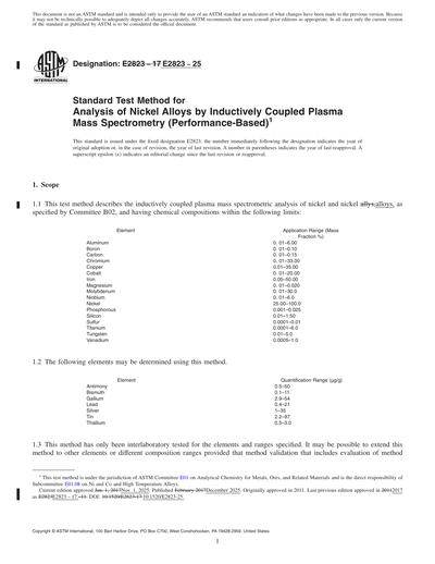 ASTM E2823-25 Red - Standard Test Method for Analysis of Nickel Alloys ...