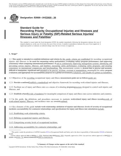 ASTM E2920-26 Red - Standard Guide for Recording Priority Occupational ...