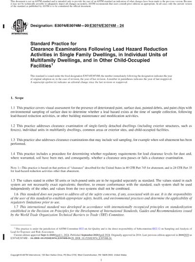 ASTM E3074/E3074M-24 Red - Standard Practice for Clearance Examinations ...