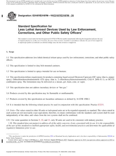 Iso 3187 Sampling Guidelines.pdf ASTM E3187/E3187M-25 Red - Standard Specification for Less Lethal ...