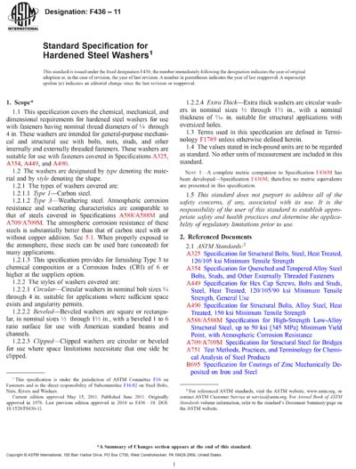 ASTM F436-10 - Standard Specification for Hardened Steel Washers