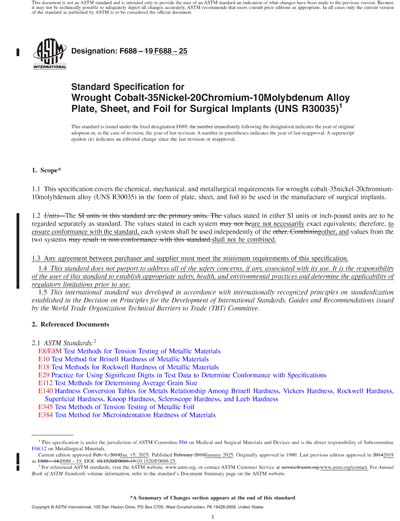 ASTM F688-25 Red - Standard Specification for Wrought Cobalt-35Nickel ...