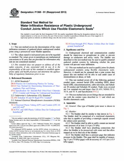 ASTM F1365-91(2013) - Standard Test Method for Water Infiltration ...