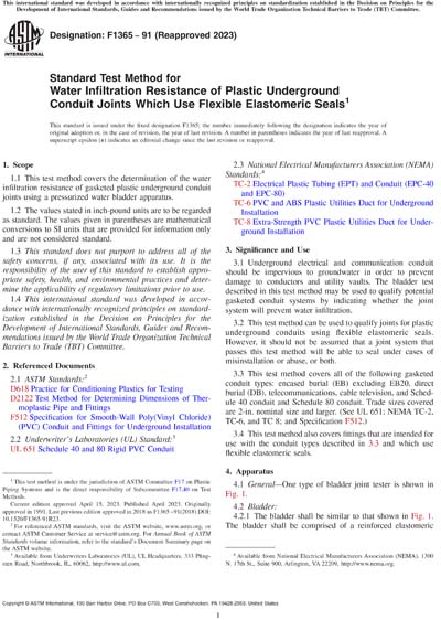 ASTM F1365-91(2023) - Standard Test Method for Water Infiltration ...