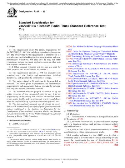 ASTM F2871-25 - Standard Specification for 245/70R19.5 136/134M Radial ...