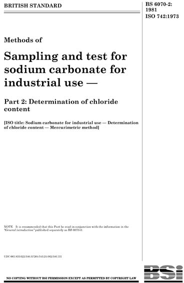 BS 6070-2:1981 - Methods of sampling and test for sodium carbonate for ...